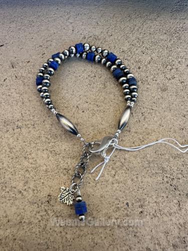 Dbl Strand Navajo Pearl & Lapis Bracelet by Myra Gadson